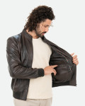 Men's Dark Brown Bomber Jacket – Victor | Leather Trend