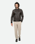 Men's Dark Brown Bomber Jacket – Victor | Leather Trend