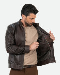 Men's Dark Brown Leather Jacket – U08 | Leather Trend