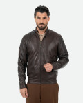 Men's Dark Brown Leather Jacket – U08 | Leather Trend