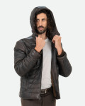 Men's Dark Brown Leather Down Jacket - Rio | Leather Trend