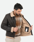 Nubuck leather jacket with shearling-effect lining | Leather Trend