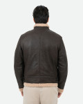 Nubuck leather jacket with shearling-effect lining | Leather Trend