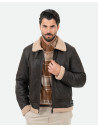 Nubuck leather jacket with shearling-effect lining | Leather Trend