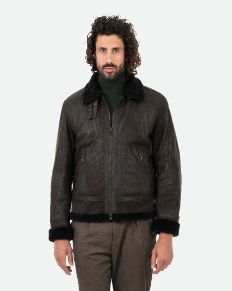 Men's nubuck and shearling jacket - Francesco | Leather Trend