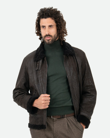 Men's nubuck and shearling jacket - Francesco | Leather Trend 2