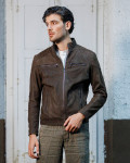 Men's Nubuck Leather Biker Jacket - Attila | Leather Trend