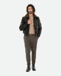 Nubuck and Shearling Leather Bomber Jacket - Dante | Leather Trend