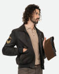Nubuck and Shearling Leather Bomber Jacket - Dante | Leather Trend