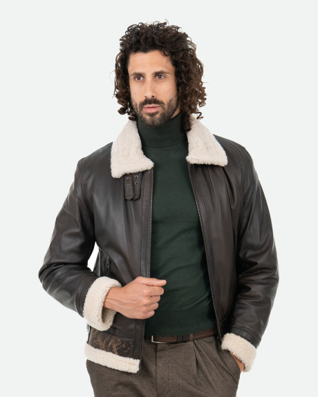 Men's leather and shearling jacket - Francesco | Leather Trend 2