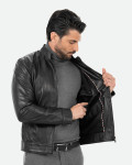 Giacca in pelle uomo nera – U08 | Leather Trend