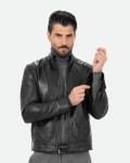 Giacca in pelle uomo nera – U08 | Leather Trend