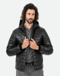 Piumino in pelle da uomo nero - Rio | Leather Trend