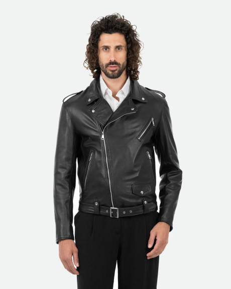 Men's Black Leather Perfecto - Armando | Leather Trend