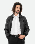 Men's Black Leather Bomber Jacket - Fonzie | Leather Trend