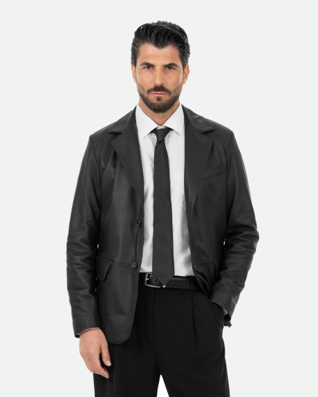 Men's Black Leather Jacket - Ettore | Leather Trend