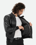Men's Black Leather Bomber Jacket - Frank | Leather Trend