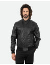 Men's Black Leather Bomber Jacket - Frank | Leather Trend