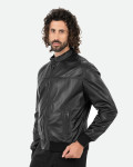 Men's Black Leather Bomber Jacket - Frank | Leather Trend