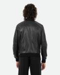 Men's Black Leather Bomber Jacket - Frank | Leather Trend
