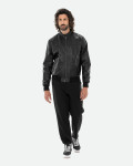 Men's Black Leather Bomber Jacket - Frank | Leather Trend
