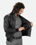 Men’s Black Leather Bomber Jacket - Marcello | Leather Trend