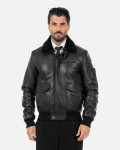Men's Leather and Shearling Bomber Jacket - Leo | Leather Trend
