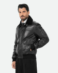 Men's Leather and Shearling Bomber Jacket - Leo | Leather Trend