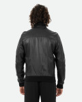 Men's Black Leather Bomber Jacket – David | Leather Trend