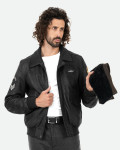 Bomber in Nabuk e Montone Nero - Dante | Leather Trend