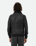 Bomber in Nabuk e Montone Nero - Dante | Leather Trend