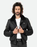 Bomber in Nabuk e Montone Nero - Dante | Leather Trend