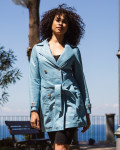 Women's Light Blue Leather Coat – Viviana | Leather Trend