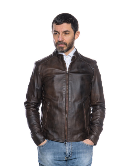 Men's Brown Leather Jacket - U09 | Leather Trend