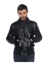 Men's Black Leather Bomber Jacket - U03 | Leather Trend