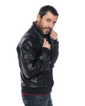 Men's Black Leather Bomber Jacket - U03 | Leather Trend