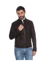 Biker Men's Dark Brown Nubuck Leather - Avatar | Leather Trend