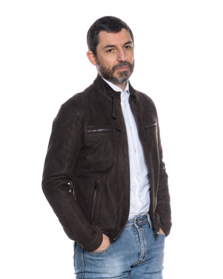 Biker Men's Dark Brown Nubuck Leather - Avatar | Leather Trend 2