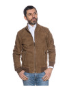 Bomber in Pelle di Renna Scamosciata Cuoio – Victor | Leather Trend