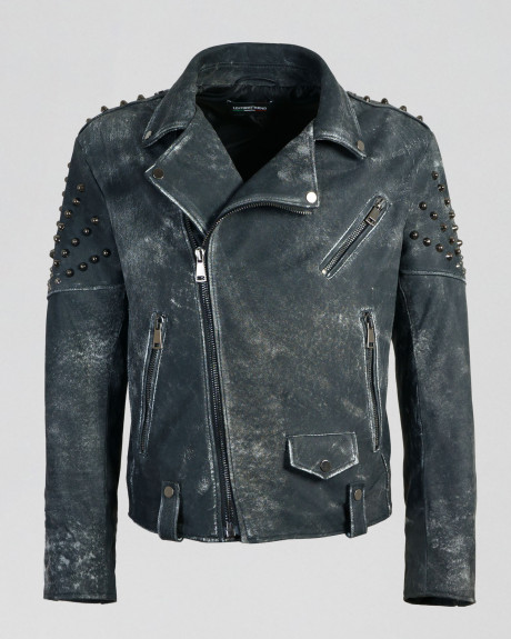 Men's Black Buffed Leather Perfecto - Vasco | Leather Trend