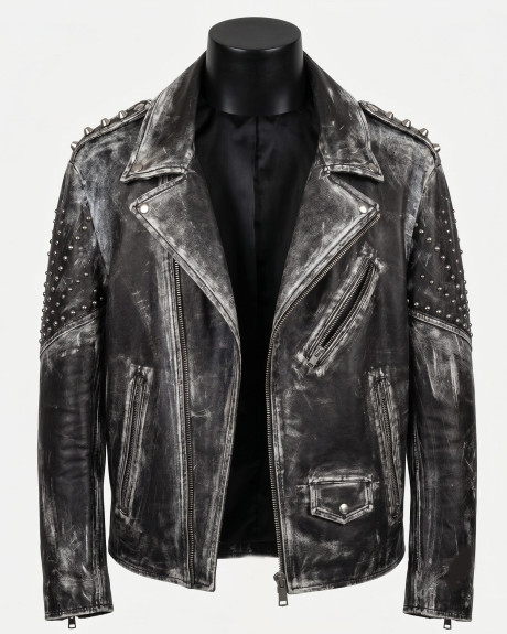 Men's Black Buffed Leather Perfecto - Vasco | Leather Trend