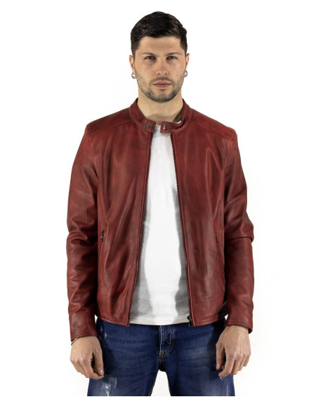 Giacca Uomo Bordeaux in Pelle - U09 | Leather Trend 2