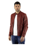 Giacca Uomo Bordeaux in Pelle - U09 | Leather Trend