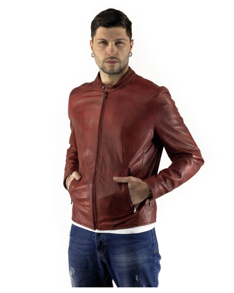 Giacca Uomo Bordeaux in Pelle - U09 | Leather Trend