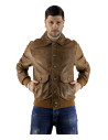 Men's Light Brown Leather Bomber Jacket - U03 | Leather Trend