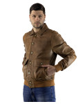 Men's leather jacket mod. bomber in genuine brown leather 100% made in Italy