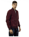 Bomber Uomo Bordeaux in Pelle Camoscio – David | Leather Trend