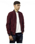 Bomber Uomo Bordeaux in Pelle Camoscio – David | Leather Trend
