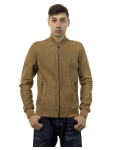 Men's Honey Suede Leather Bomber Jacket – David | Leather Trend