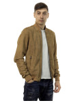 Men's Honey Suede Leather Bomber Jacket – David | Leather Trend